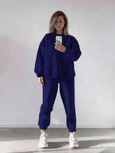 Load image into Gallery viewer, Women's Crewneck Sweatshirt & Jogger Pants Two-Piece Set – Loose Fit