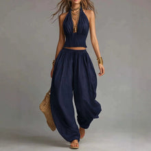 Load image into Gallery viewer, Women's Sleeveless Backless Halter Top & Wide-Leg Pants Set