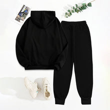 Load image into Gallery viewer, Women's Solid 2-Piece Set Letter Print Hoodie With Pocket