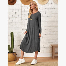 Load image into Gallery viewer, Women's Cotton Maxi Dress – Solid Color Long Sleeve A-Line with Pockets
