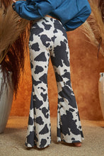 Load image into Gallery viewer, MOCHA COW PRINT FLARED PANTS