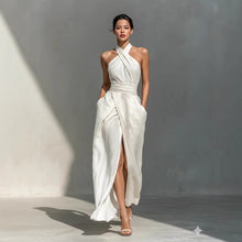 Load image into Gallery viewer, Sleeveless Elegant Slim-Fit Pure White Dress