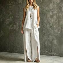 Load image into Gallery viewer, Women's Loose Sleeveless Tank Top & Slit Wide-Leg Pants Two-Piece Set