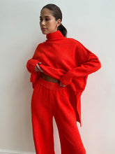 Load image into Gallery viewer, Women's Oversized High-Neck Sweater & Wide-Leg Knit Pants Set