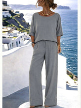 Load image into Gallery viewer, Women's Resort Set – Short Sleeve Top & Wide-Leg Pants