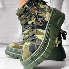 Load image into Gallery viewer, Muffin Heel Side-Zipper & Dual Lace-Up Casual Sneakers for Women