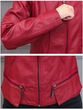 Load image into Gallery viewer, Korean-Style Slim Fit Motorcycle Leather Coat — Stand-Up Collar