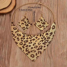 Load image into Gallery viewer, Leopard Necklace and Earrings Jewelry Set
