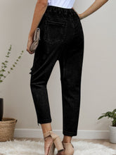 Load image into Gallery viewer, Women’s Distressed Stretch Jeans – Casual Elastic Waist Denim Joggers
