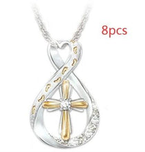 Load image into Gallery viewer, Mandotos Cross Footprint Diamond Pendant Two Tone Necklace