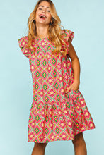 Load image into Gallery viewer, Full Size Ruffled Printed Dress with Side Pockets For Women – Trendy Ruffled Dress, Stylish Printed Dress, Pocketed Ruffled Dress, Casual Printed Dress, Functional Dress with Pockets, Flattering Ruffled Dress, Chic Printed Dress with Pockets