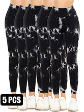 Load image into Gallery viewer, 5-Pack Tie Dye Cut-Out Leggings