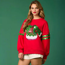 Load image into Gallery viewer, Women’s Christmas Sequined Round Neck Casual Sweatshirt