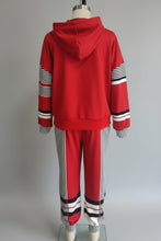 Load image into Gallery viewer, Women's Oversized Color-Block Stripe-Panel Hoodie & Jogger Pants Tracksuit Set