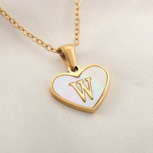 Load image into Gallery viewer, 26 Letter Heart-shaped Necklace White Shell Love Clavicle Chain Fashion Personalized Necklace For Women Jewelry Valentine's Day