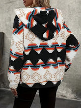 Load image into Gallery viewer, Modern Women Geometric Zip-Up Sherpa Jacket With Hood And Pockets Stylish Winter Jacket