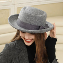 Load image into Gallery viewer, Vintage Bow British Retro Flat Top Hat for Women