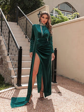Load image into Gallery viewer, Women's Korean Velvet High Neck Sexy Evening Dress