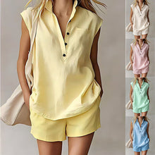 Load image into Gallery viewer, Women's Casual Sleeveless Cardigan Top & Shorts Set