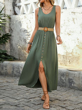 Load image into Gallery viewer, Decorative Button Sleeveless Midi Dress Elegant & Timeless Long Comfortable Dress