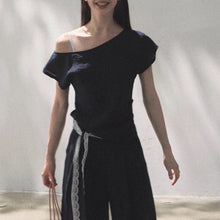 Load image into Gallery viewer, Linen Off-Shoulder Asymmetric Casual Set – 2 Colors, S–L