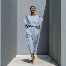 Load image into Gallery viewer, Women's Batwing Sleeve Off-Shoulder Elastic Waist Maxi Dress