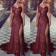 Load image into Gallery viewer, Women's Clothing One-shoulder Sleeveless Bronzing Split Dress