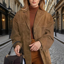 Load image into Gallery viewer, Suede-Look Blazer Jacket — V-Notch Lapel, Button-Front Casual Coat