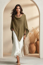 Load image into Gallery viewer, Women's Open-Knit Asymmetric Cape & Ruched V-Neck Fluid Maxi Dress Set