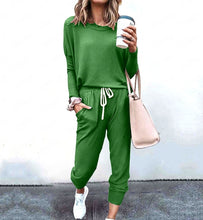 Load image into Gallery viewer, Women's Long Sleeve T-Shirt & Pencil Pants Set – Loose Fit, Striped & Solid