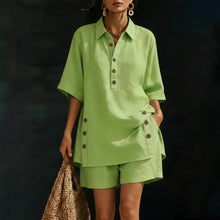 Load image into Gallery viewer, Short-Sleeve Shirt & Loose Pants Two-Piece Set – 4 Colors, S–5XL