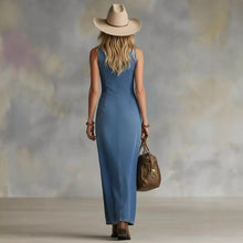 Load image into Gallery viewer, Button-Front Sleeveless Denim-Style Dress – Vintage, S–XXL