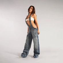 Load image into Gallery viewer, Y2K Denim Overalls - Zipper Suspender Jumpsuit Streetwear