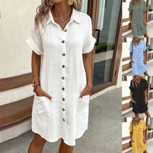 Load image into Gallery viewer, Women's Shirt Dress – V-Neck Button-Front A-Line Dress