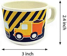 Load image into Gallery viewer, 🚧 Construction Trucks 4-Piece Kids Dinnerware Set – Eco-Friendly, Biodegradable Plant Fiber Plate, Cup, Fork & Spoon – BPA-Free, Microwave & Dishwasher Safe – Gift Boxed for Toddlers & Boys