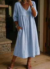 Load image into Gallery viewer, Women's V-Neck Dress – Lace Trim, Loose Fit, 7 Colors