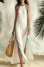 Load image into Gallery viewer, Striped Sleeveless Split Maxi Dress – Vacation & Casual Linen Dress