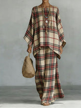 Load image into Gallery viewer, Floral Print Bamboo Linen Two-Piece Set with Wide-Leg Pants