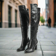 Load image into Gallery viewer, Pointed Toe Chunky-Heel Knee-High Boots – Knee High Leather Boots