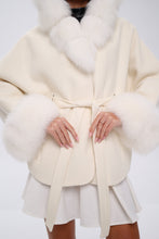 Load image into Gallery viewer, Genuine Polar Fox Fur Wool Hooded Coat