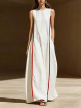 Load image into Gallery viewer, Women's Linen Sleeveless Loose Striped Maxi Dress