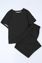 Load image into Gallery viewer, Solid Textured T-Shirt and Drawstring Pants Set