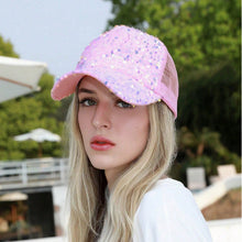 Load image into Gallery viewer, Sequin-Embroidered Mesh Baseball Cap with Sunshade – Breathable Trendy Hat