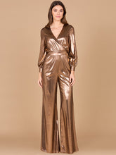 Load image into Gallery viewer, Metallic Shimmer Jumpsuit with Pockets - OUTLET