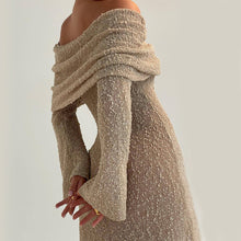 Load image into Gallery viewer, New One-shoulder Knitted Long-sleeved Dress Sexy Beach Holiday Long Dresses Womens Clothing