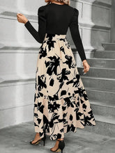 Load image into Gallery viewer, Trendy Tied Printed Round Neck Long Sleeve Midi Dress Elegant & Trendy Printed Dress for Women