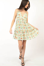 Load image into Gallery viewer, Floral Back Smocked Ruffled Mini Dress – Vibrant Floral Dress, Smocked Mini Dress, Ruffled Dress with Back Detailing, Playful Summer Dress, Feminine Mini Dress, Flirty Ruffled Dress, Boho Floral Dress