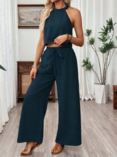 Load image into Gallery viewer, Women's Halter Neck Cropped Top & Wide-Leg Pants Two-Piece Set
