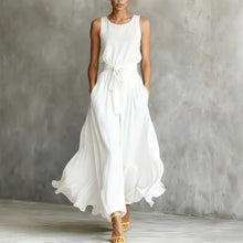 Load image into Gallery viewer, Women's Lace-Up Waist-Cinching Sleeveless Maxi Dress