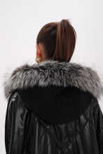 Load image into Gallery viewer, Saga®Furs Silver Fox Wool Alpaca Poncho Vest in Black